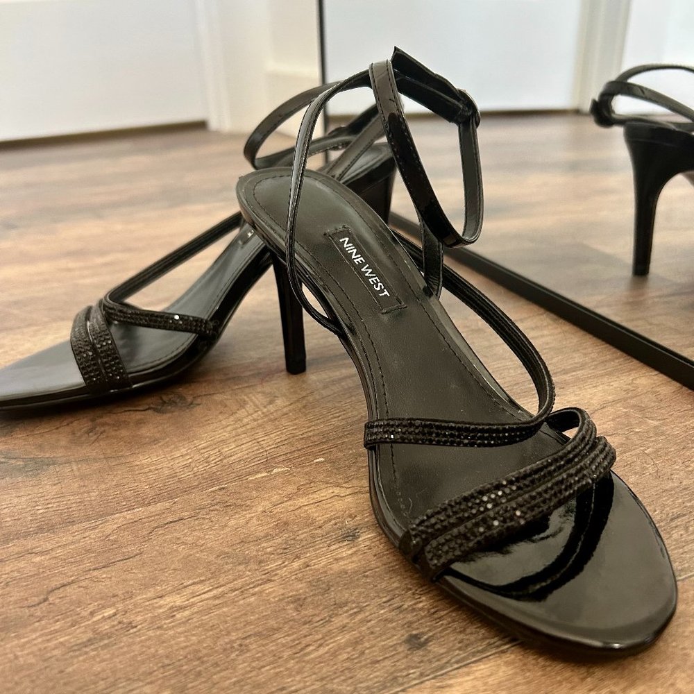 Black Jeweled Kitten Heels